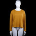Max - Long-sleeve top - Mustard - Size L - Mustard ribbed long-sleeve top with a round neckline and straight hem. Features side slits with button details near the hem and plain cuffs.