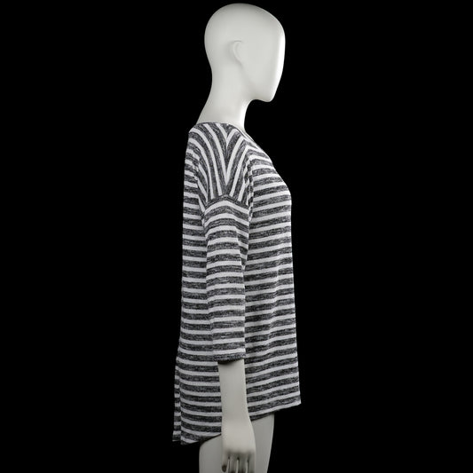 Long-sleeve top - White & Dark Gray - Size M