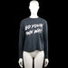 Gina Tricot - Long-sleeve top - Charcoal & White - Size XS - Charcoal long-sleeve top with a round neckline and straight hem. Large white text print across the front and plain cuffs.