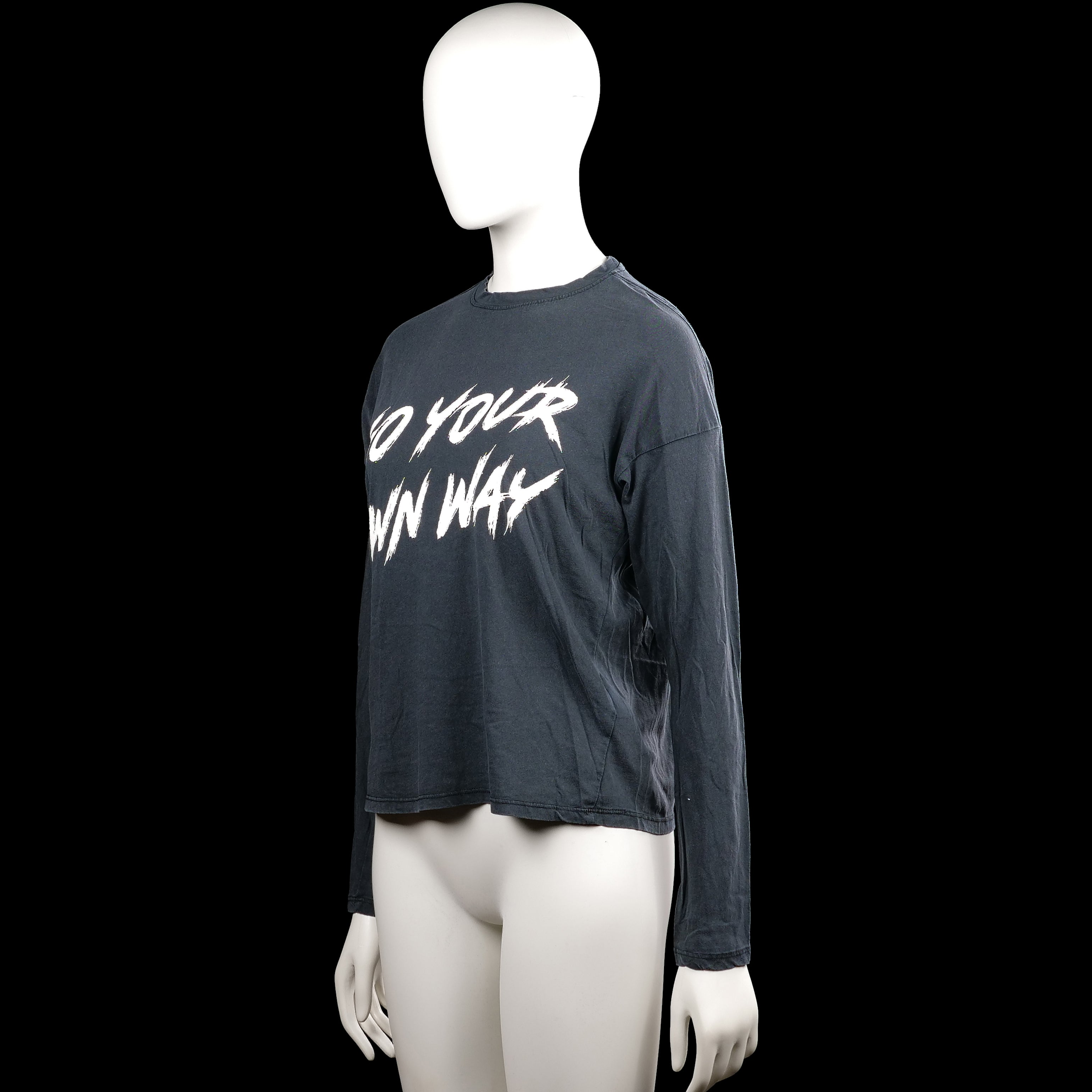 Long-sleeve top - Charcoal & White - Size XS