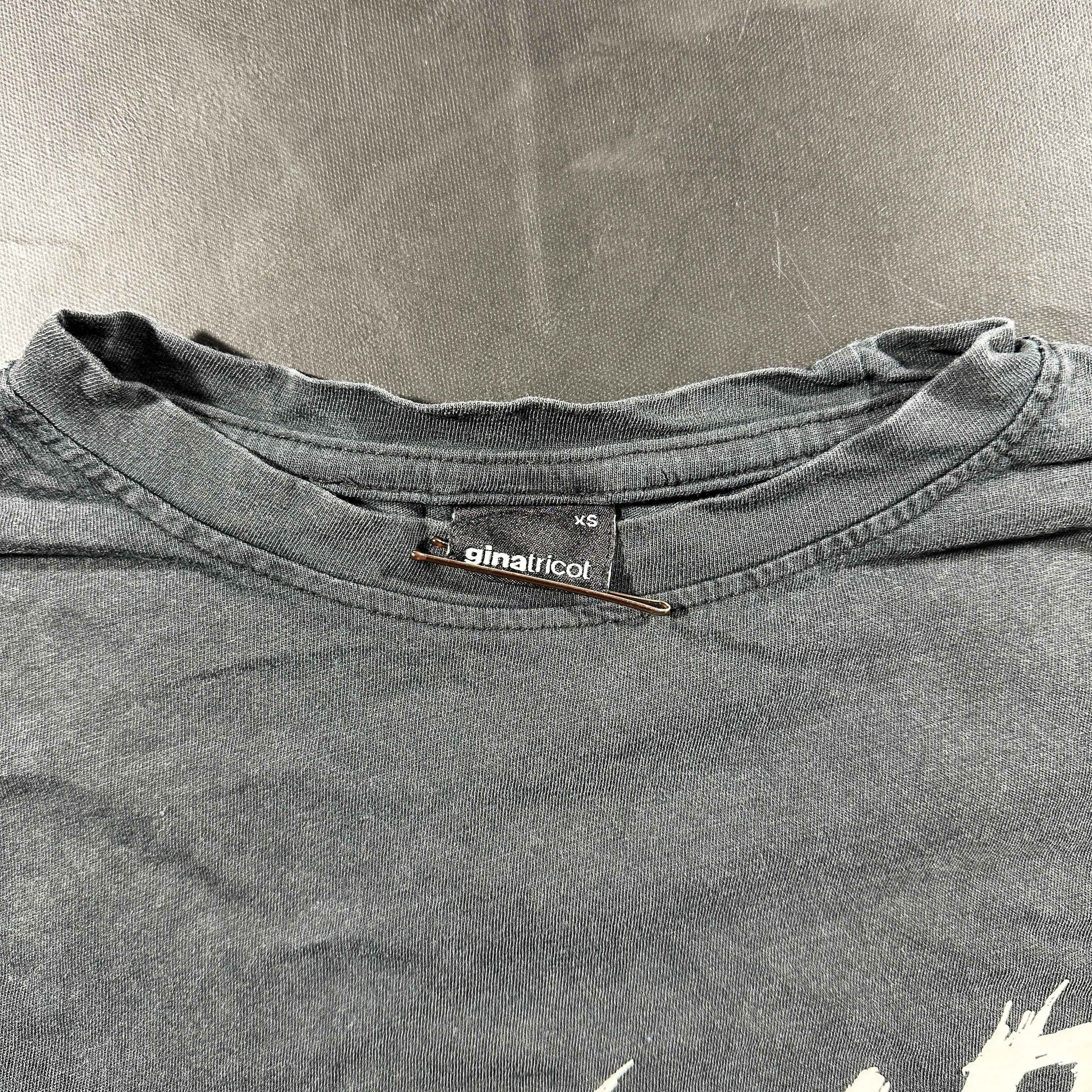 Long-sleeve top - Charcoal & White - Size XS
