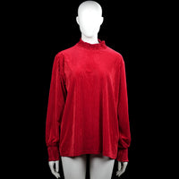 Mywear - Long-sleeve top - Red - Size XL - Red solid top with a mock neck and long sleeves. Features gathered elastic cuffs and a straight hem.
