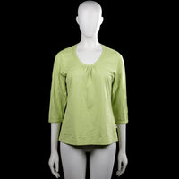 Ted nicol - Long-sleeve top - Sage - Size 42 - Sage solid top with a scoop neckline and three-quarter sleeves with plain cuffs. Features a straight hem and small gathered detailing at the front neckline.