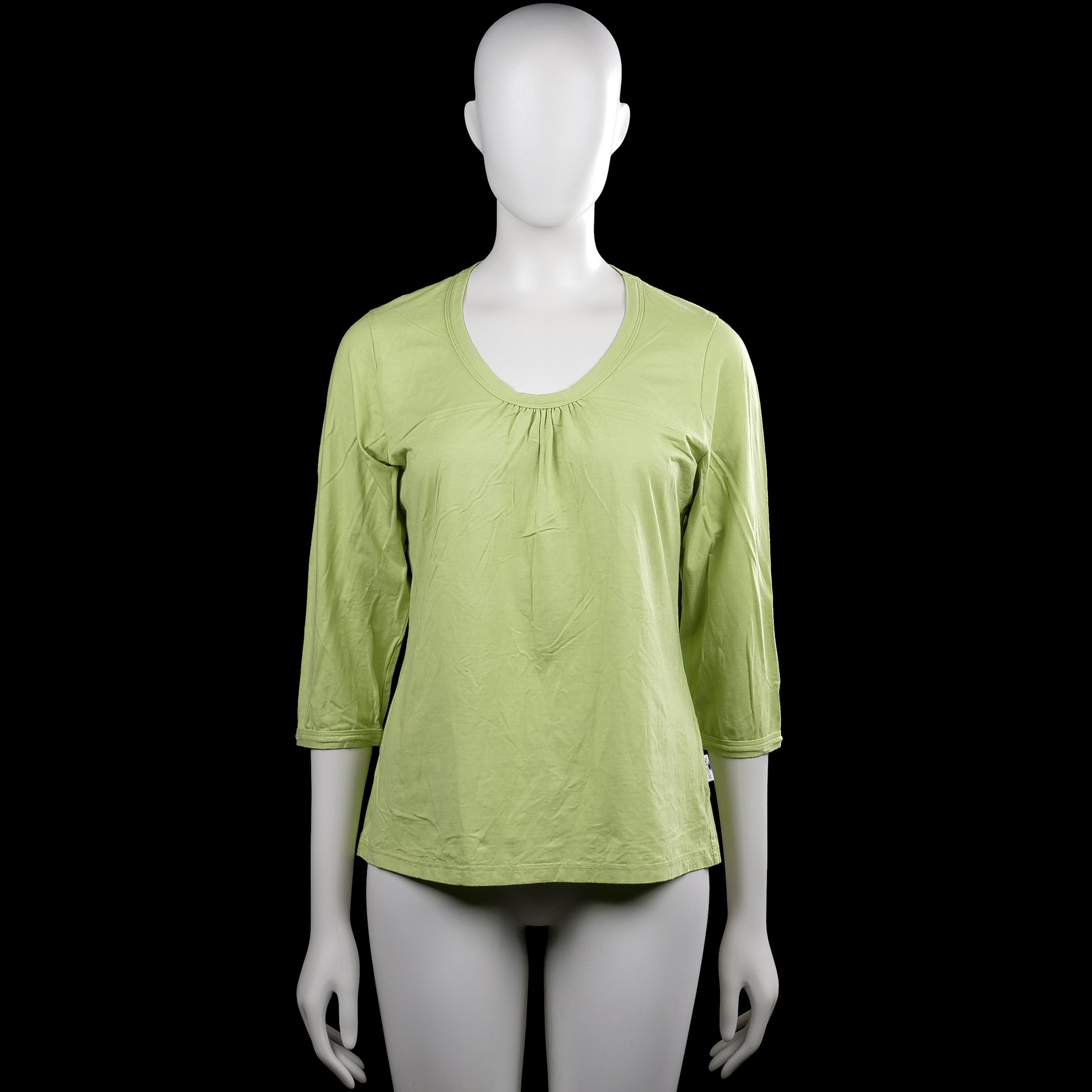 Ted nicol - Long-sleeve top - Sage - Size 42 - Sage solid top with a scoop neckline and three-quarter sleeves with plain cuffs. Features a straight hem and small gathered detailing at the front neckline.