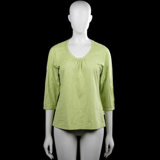 Ted nicol - Long-sleeve top - Sage - Size 42 - Sage solid top with a scoop neckline and three-quarter sleeves with plain cuffs. Features a straight hem and small gathered detailing at the front neckline.