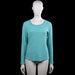 Cappuccini - Long-sleeve top - Turquoise & White - Size M - Turquoise and white horizontally striped top with a round neckline and long sleeves. Curved hem with plain cuffs.