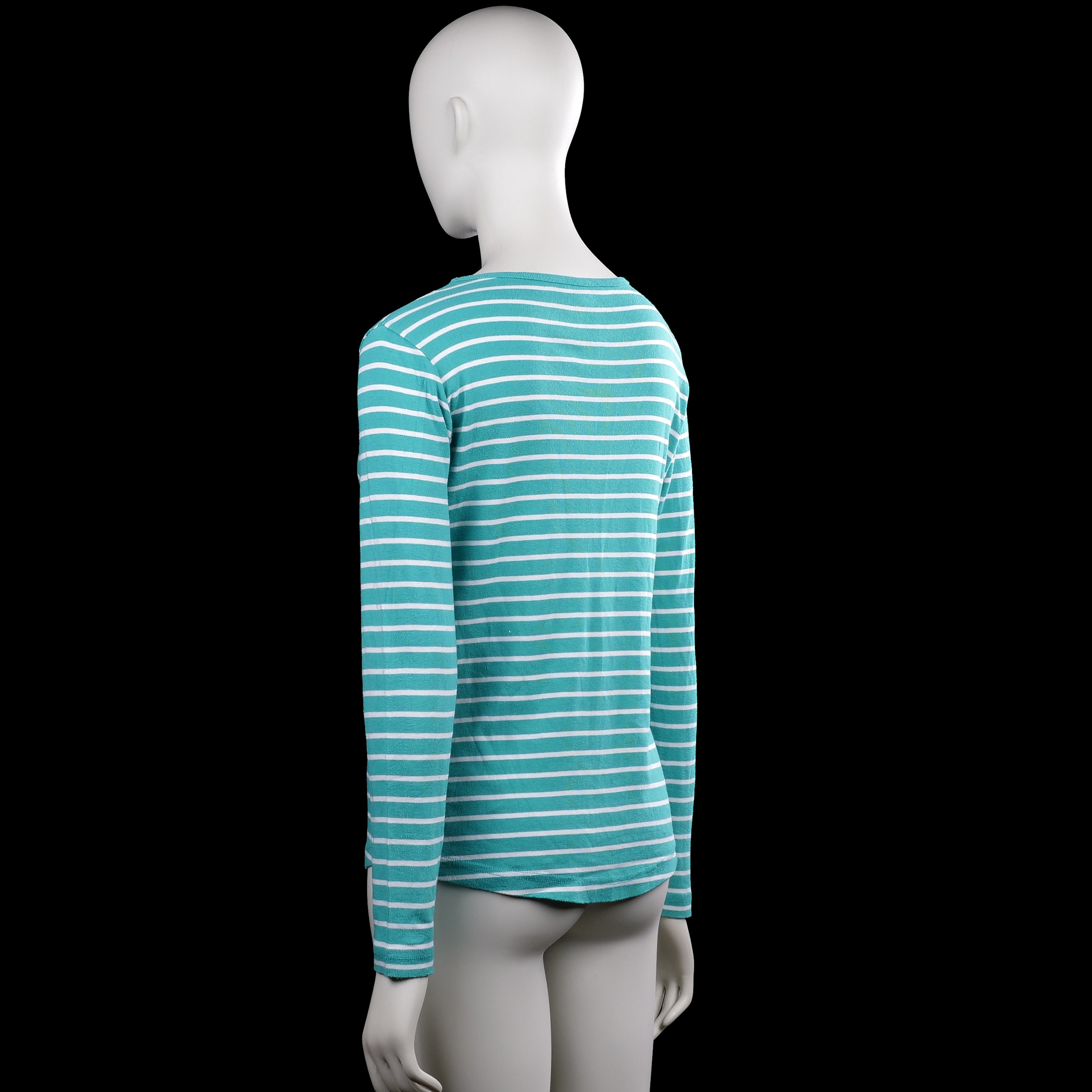 Long-sleeve top - Turquoise & White - Size M