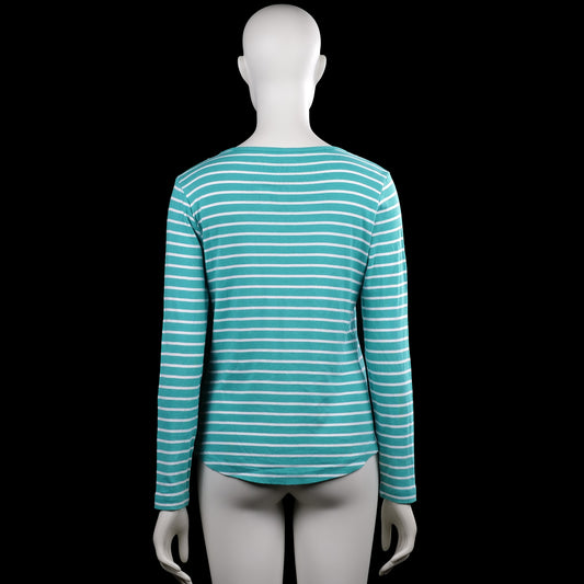 Long-sleeve top - Turquoise & White - Size M