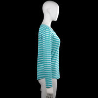Long-sleeve top - Turquoise & White - Size M