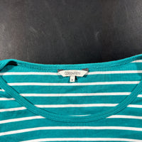 Long-sleeve top - Turquoise & White - Size M