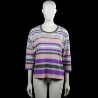 Brandtex - Long-sleeve top - Multicolored - Size XL - Multicolored striped top with a round neckline and three-quarter sleeves. Straight hem and plain cuffs.