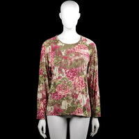 Settertaime - Long-sleeve top - Multicolored - Size XL - Multicolored floral top with a round neckline and long sleeves. Straight hem and plain cuffs with no visible closures.