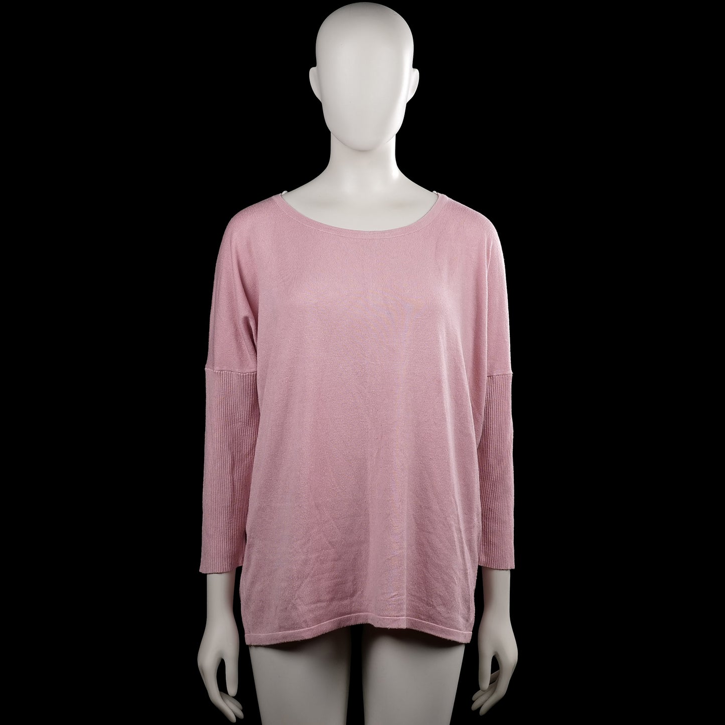 Free/quent - Sweater - Pink - Size XL - Pink solid top with a round neckline and long sleeves. Features ribbed cuffs and a straight hem.