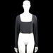 Gina Tricot - Long-sleeve top - Black - Size XL - Black solid cropped top with a squared neckline and long sleeves. Features plain cuffs and a straight hem.