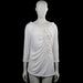 Tesini - Tunic - White - Size 42 - White solid top with a scoop neckline and three-quarter sleeves with plain cuffs. Features ruffled trim and fabric flower appliques on the front and a straight hem.