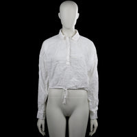 Vero Moda - Shirt - White - Size S - White solid long-sleeve top with a classic collar and partial front button placket. Elastic hem with a drawstring and button cuffs.