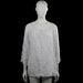 C&A - Blouse - White & Black - Size 48 - White top with a black dotted pattern and a scoop neckline. Three-quarter sleeves with plain cuffs and a straight hem, with a small keyhole opening and button at the back neckline.