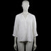 Jyothi - Blouse - White - Size M - White solid top with a V-neck and partial front placket. Features three-quarter sleeves with button cuffs and a curved hem.