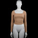 Shein - Long-sleeve top - Camel - Size S - Camel solid long-sleeve top with a squared neckline and straight hem. Features side ruching with tie details and plain cuffs.