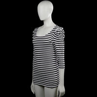 Long-sleeve top - White & Black - Size M