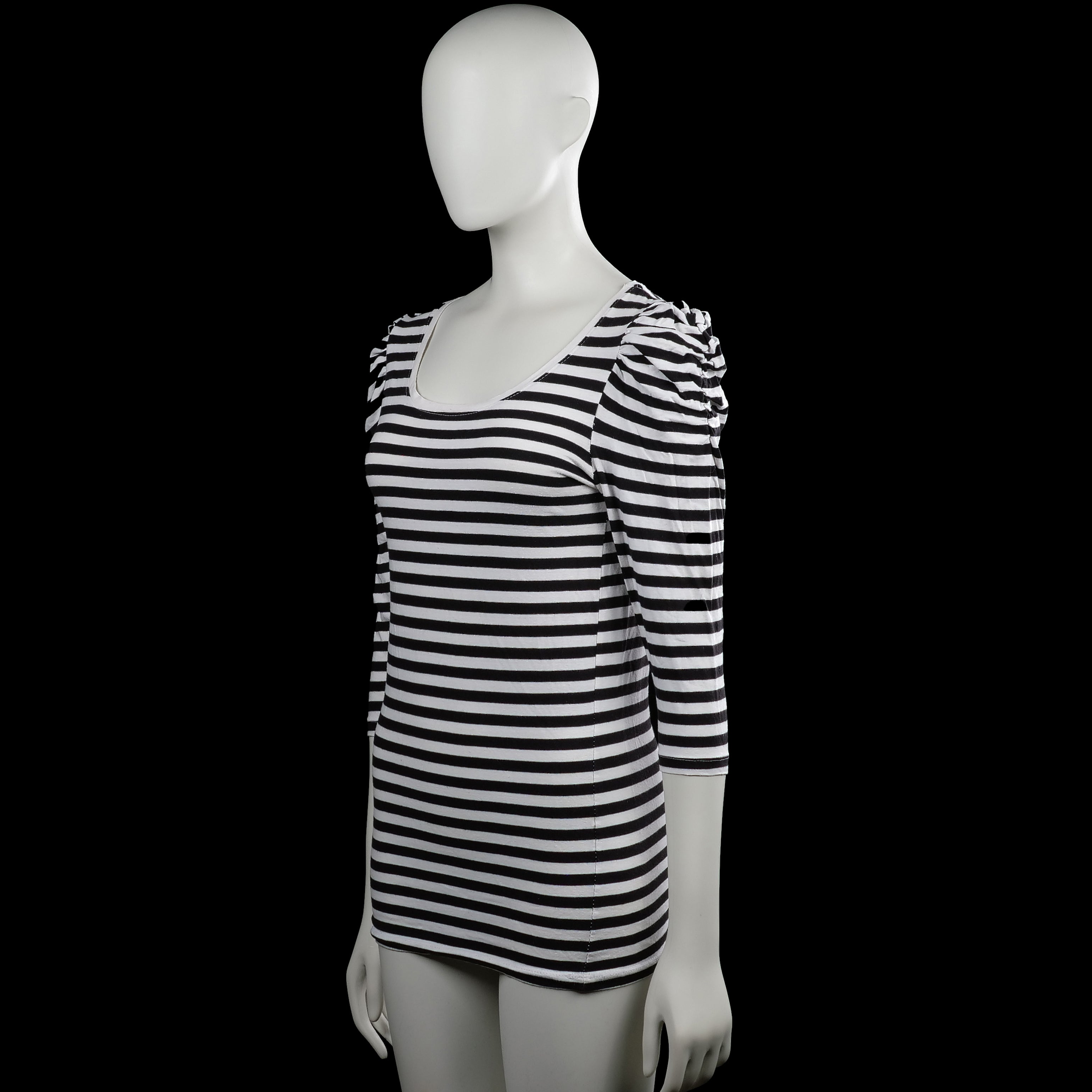 Long-sleeve top - White & Black - Size M