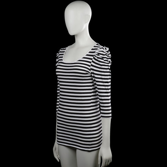Long-sleeve top - White & Black - Size M