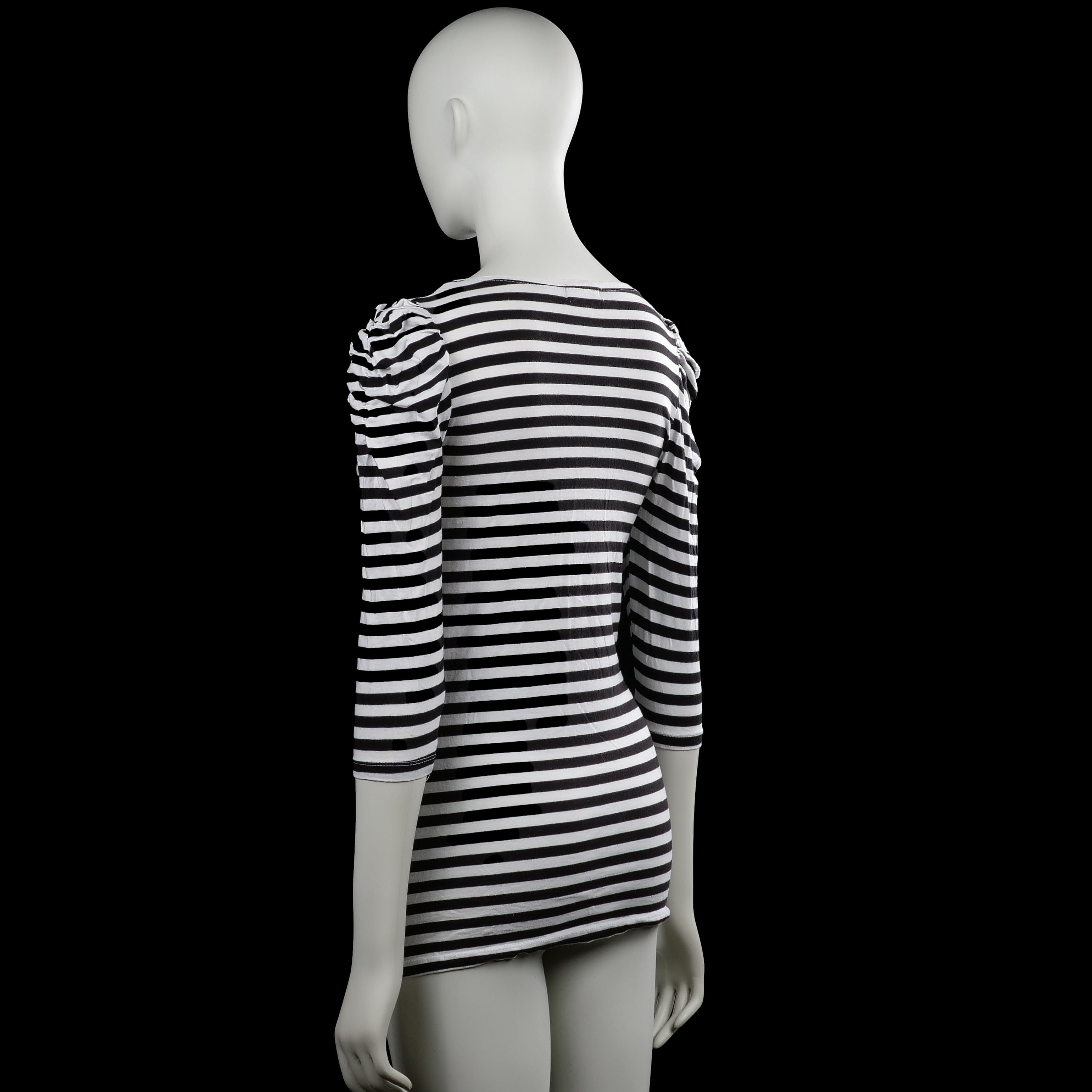 Long-sleeve top - White & Black - Size M