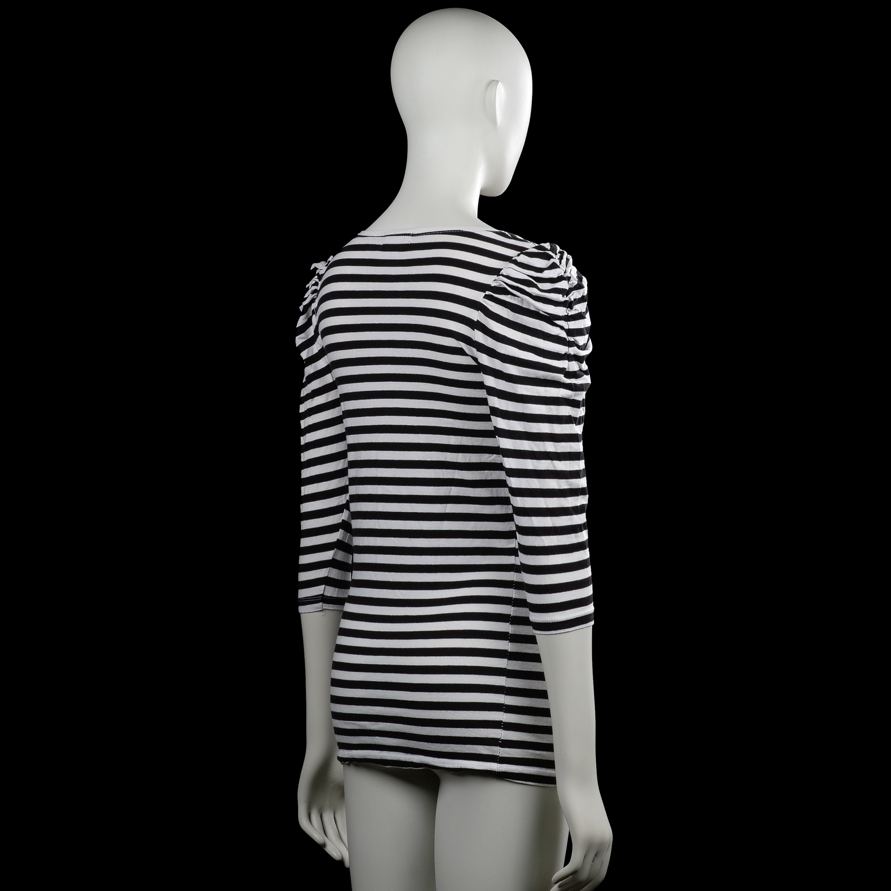 Long-sleeve top - White & Black - Size M
