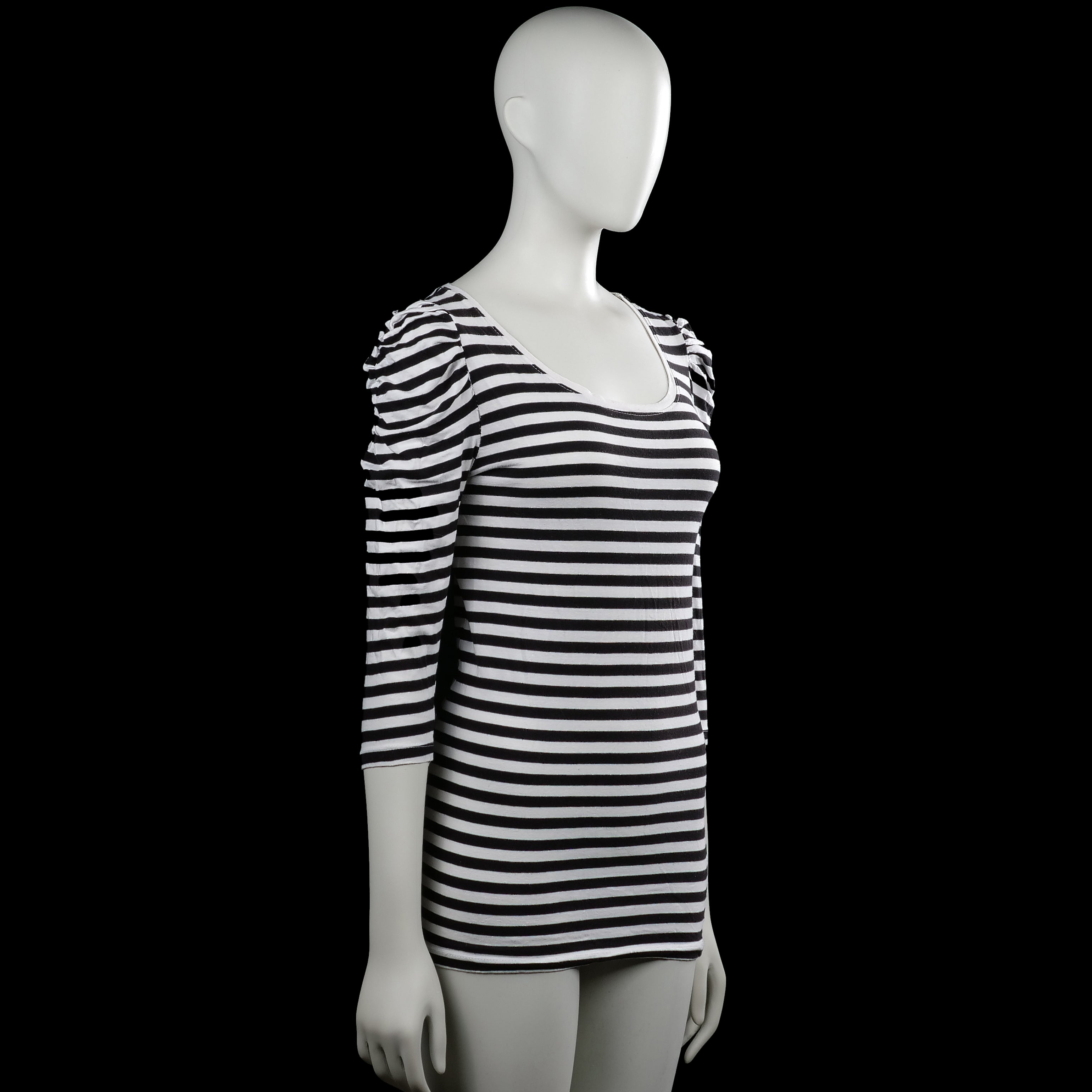 Long-sleeve top - White & Black - Size M