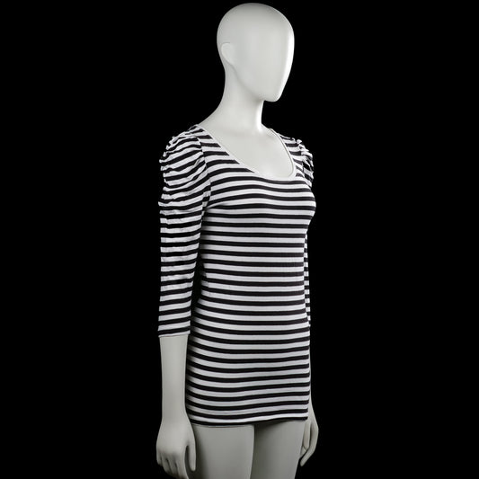 Long-sleeve top - White & Black - Size M