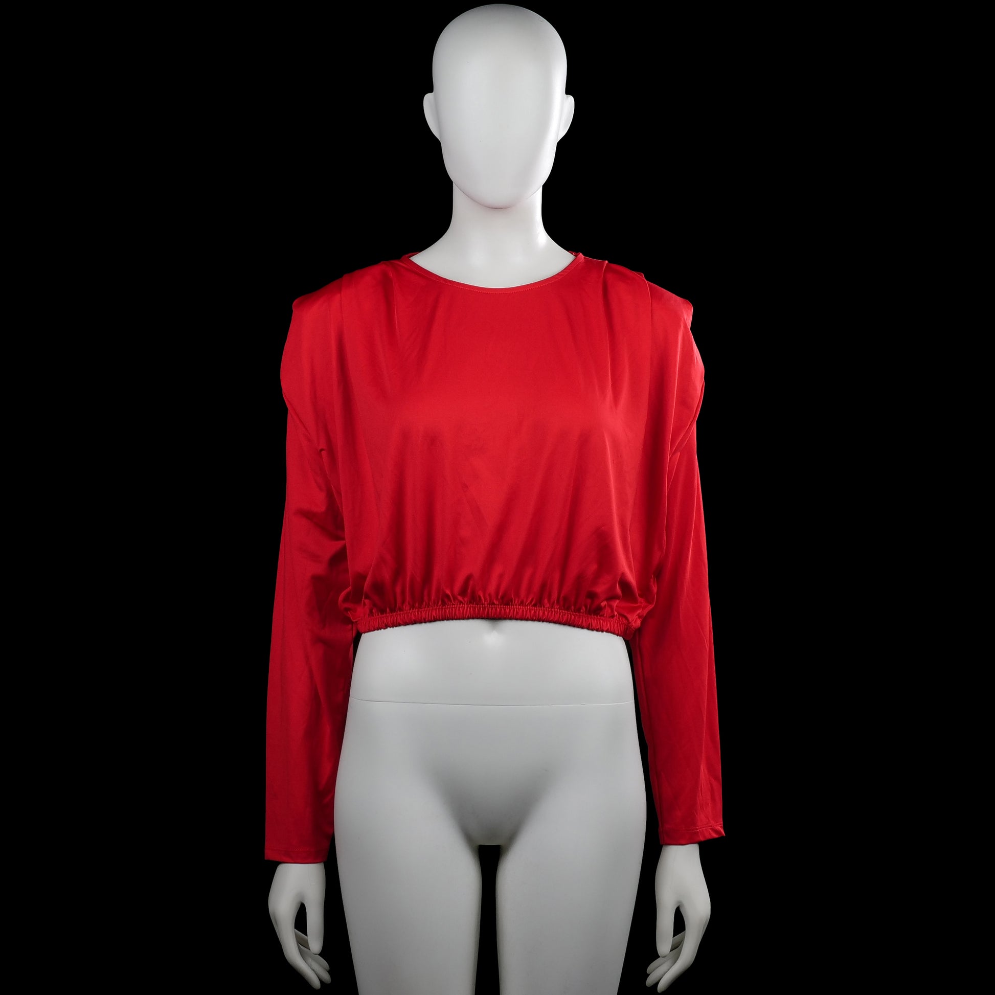 Primark - Long-sleeve top - Red - Size S - Red solid top with a round neck and long sleeves. Features plain cuffs and an elastic hem.