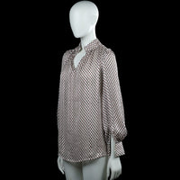 Blouse - Brown & White - Size S