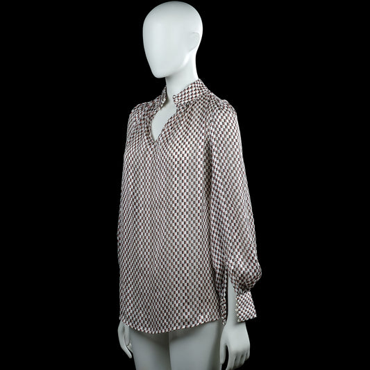 Blouse - Brown & White - Size S
