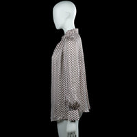 Blouse - Brown & White - Size S