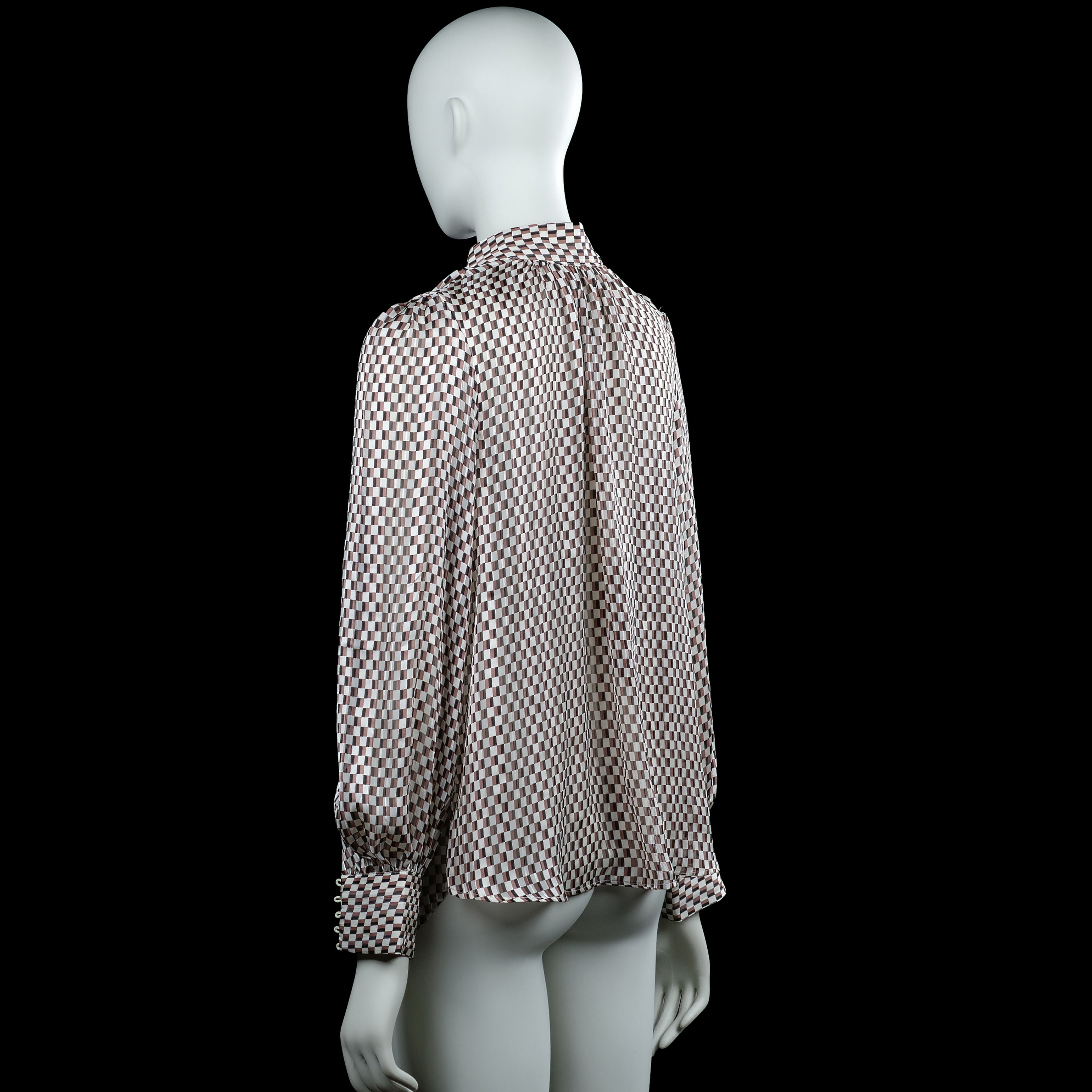 Blouse - Brown & White - Size S