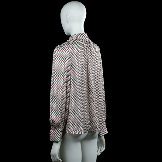 Blouse - Brown & White - Size S