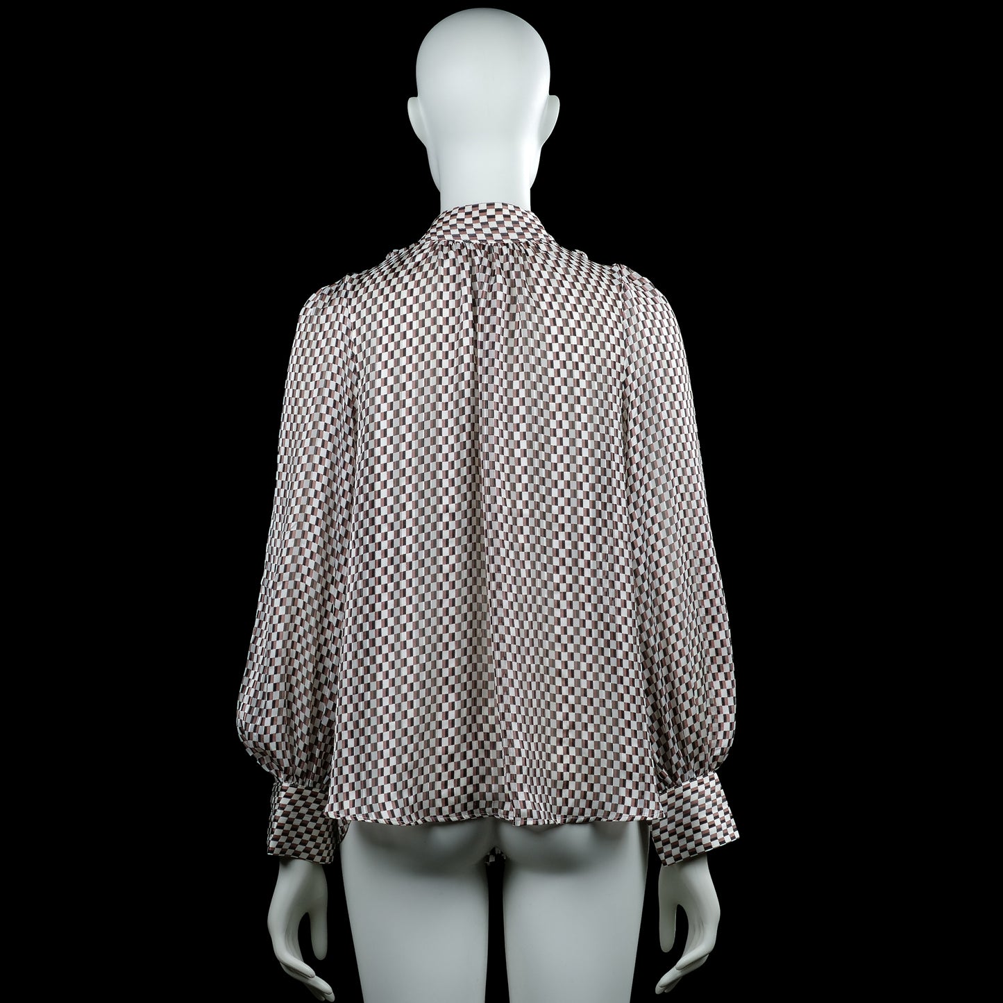Blouse - Brown & White - Size S