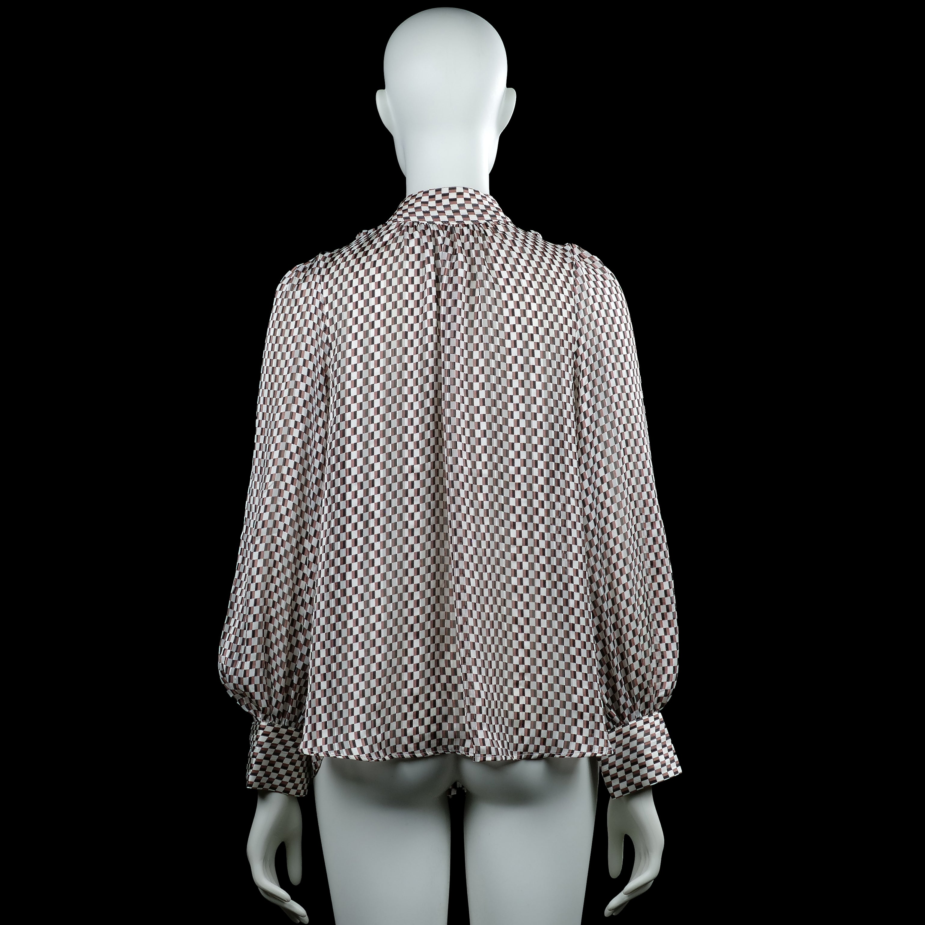 Blouse - Brown & White - Size S