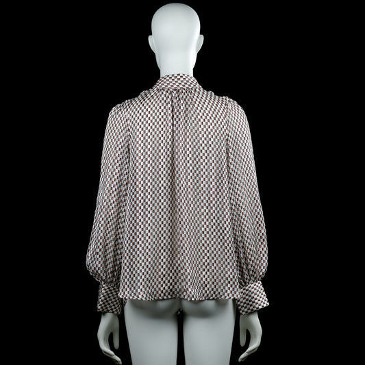 Blouse - Brown & White - Size S