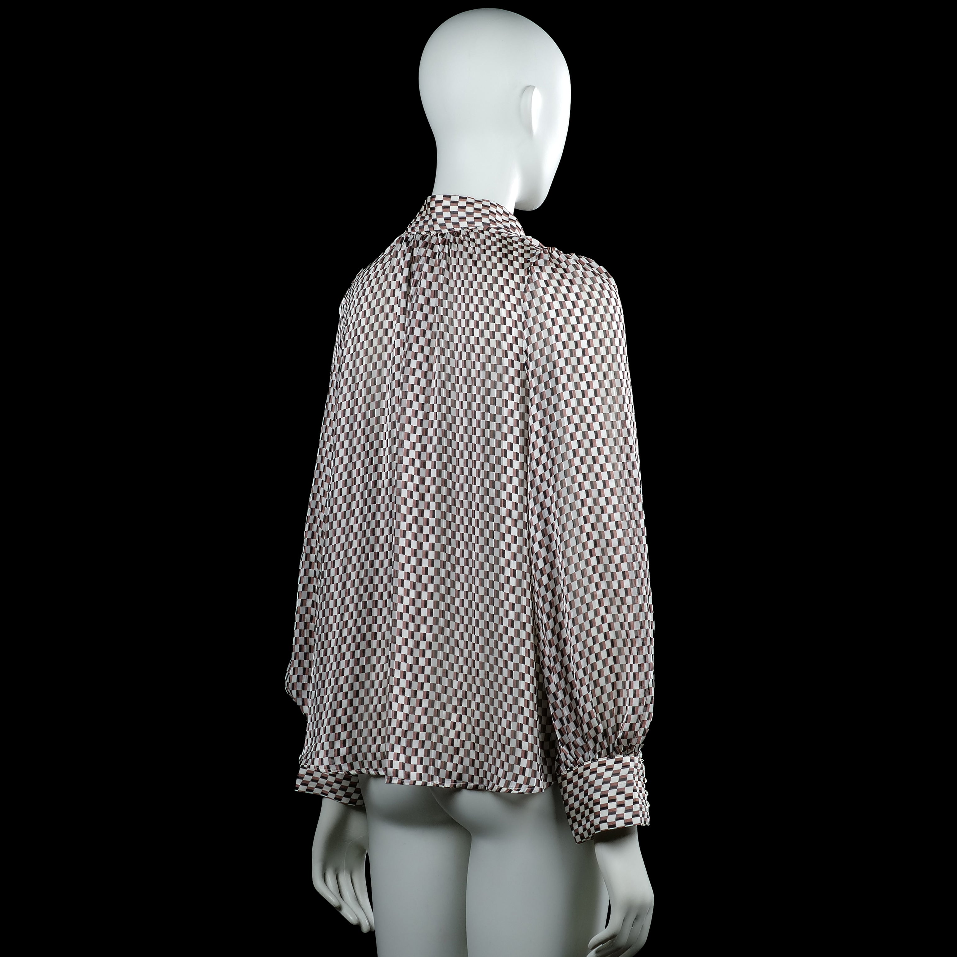 Blouse - Brown & White - Size S