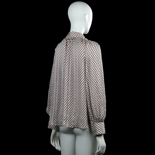 Blouse - Brown & White - Size S