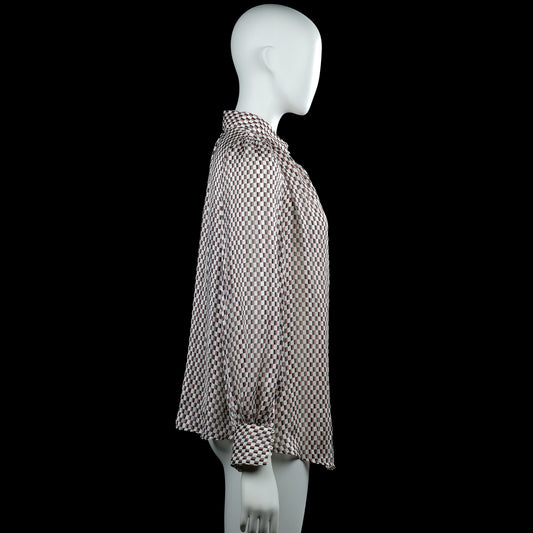 Blouse - Brown & White - Size S