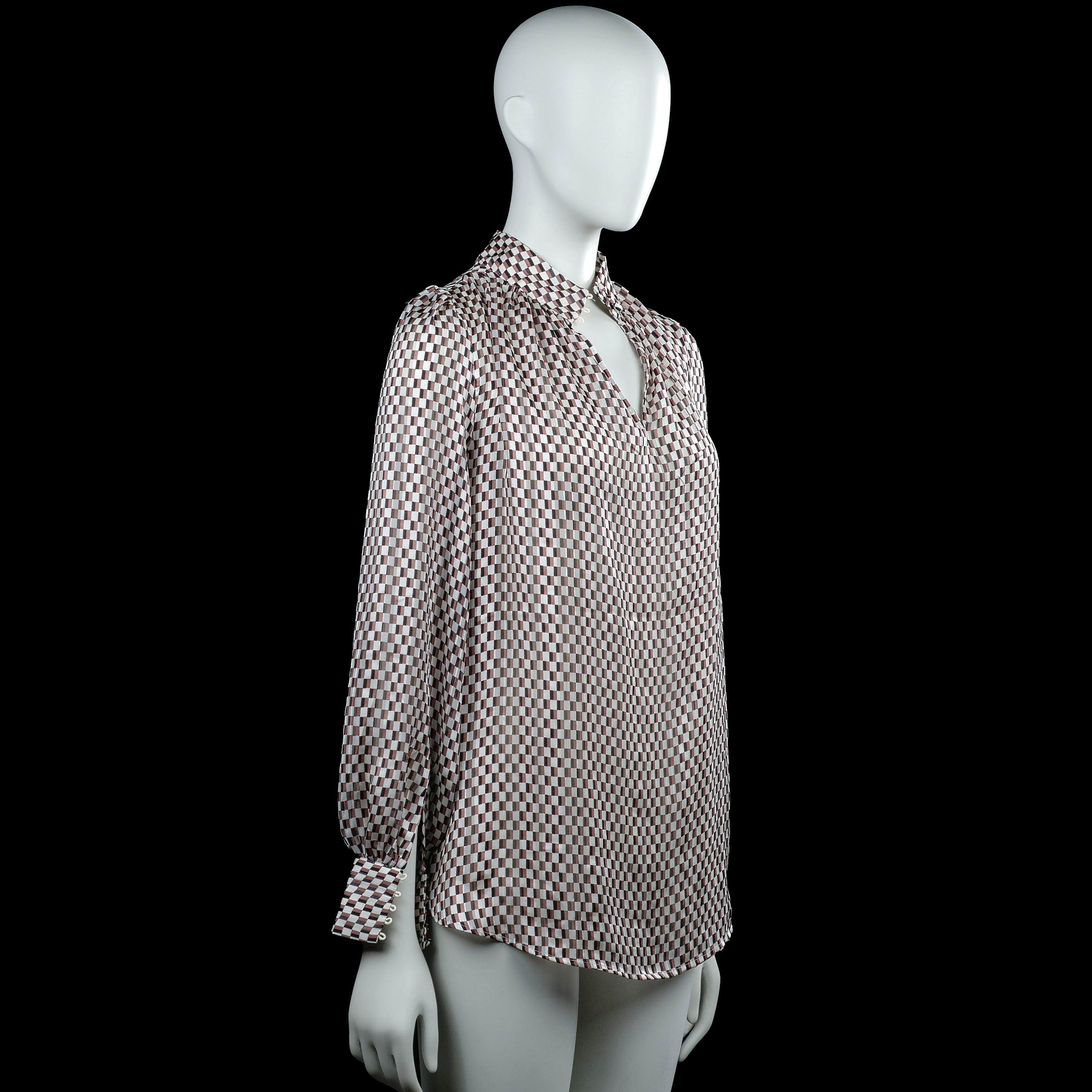 Blouse - Brown & White - Size S