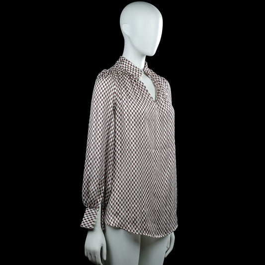 Blouse - Brown & White - Size S