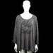 Ms Mode - Tunic - Gray - Size XXL - Gray top with a scoop neckline and three-quarter sleeves with plain cuffs. Straight hem and sequin text embellishment on the front.