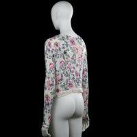 Long-sleeve top - Ivory & Pink - Size S