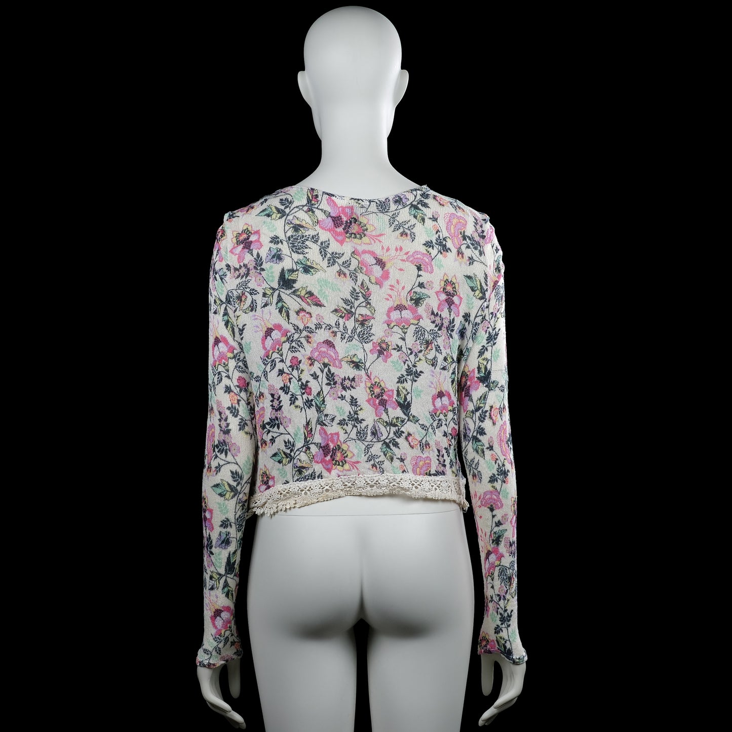 Long-sleeve top - Ivory & Pink - Size S