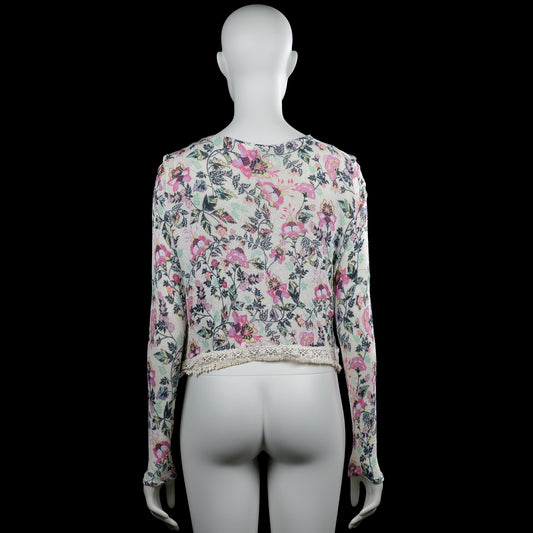 Long-sleeve top - Ivory & Pink - Size S