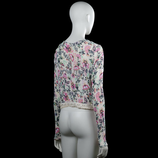 Long-sleeve top - Ivory & Pink - Size S