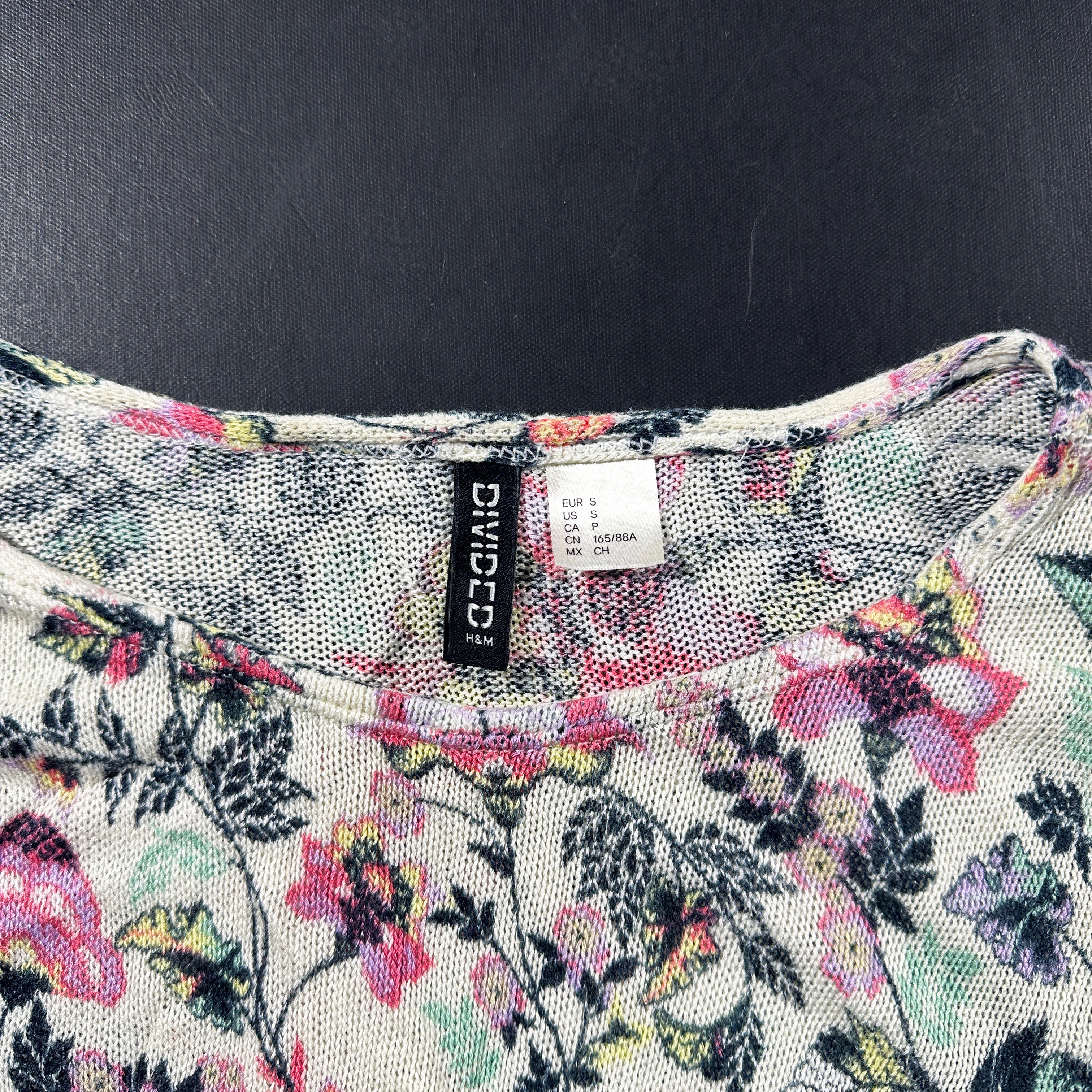 Long-sleeve top - Ivory & Pink - Size S